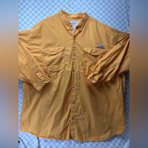 COLUMBIA PFG Tamiami Fishing Shirt Men 4XL Orange Vented Roll Tab Performance - Picture 1 of 10
